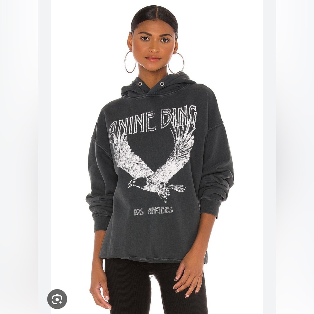 Anine Bing Rowe Eagle Hooded Graphic Sweatshirt SMALL